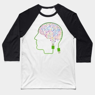 Electronic Circuit, AI Human Brain Baseball T-Shirt